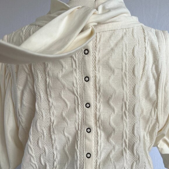 Free People Cream Cable Knit & Jersey Blouse – Cozy & Romantic 🤍 - Picture 3 of 10